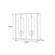 Elegitora Lavender 4 Door Wardrobe dimension guide with rounded arch details and labels of 180 cm wide and 220 cm high.