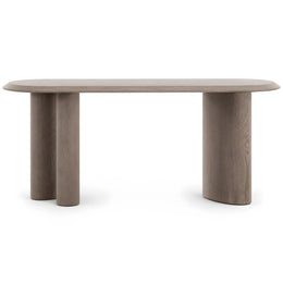 Alternate view of Ellirovy Wooden Console Table, showing elongated rounded tabletop to show the product's overall form.