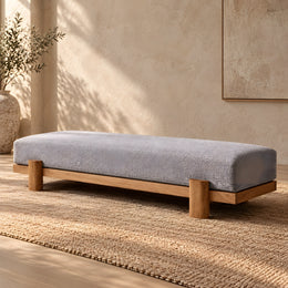 Elmayi Grey Wooden Frame Upholstered Bench