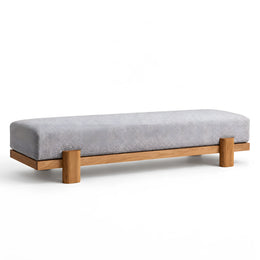 Alternate view of Elmayi Grey Wooden Frame Upholstered Bench, showing padded upholstered seat and engineered wooden frame.