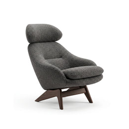 Alternate view of Examon Upholstered Lounge Accent Chair, showing ergonomic backrest for a modern living room interior.