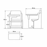 Ezzolora Mint and White Kids Chair Study Desk dimensional outline indicating 50 cm wide, 80 cm deep and 90 cm high.