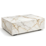 Alternate view of Fallinora Marble Coffee Table, showing marble-look block form for a closer look at the product design.