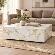 Alternate product view of Fallinora Marble Coffee Table, featuring short feet with the finish and form clearly visible.