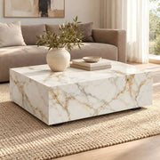 Close-up of Fallinora Marble Coffee Table, highlighting modern Contemporary in a clean, contemporary living room setting.