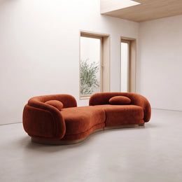 Fillori Terracotta Plush Modern 3-Seater Sofa