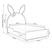 Fiocco Pink Bunny Kids Single Bed