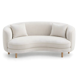 Alternate view of Fleecina White Curved 3 Seater Sofa, showing curved backrest, rounded armrests, and sculpted seat.