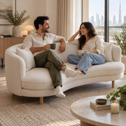 Fleecina White Curved 3 Seater Sofa