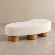 Flussora Beige Upholstered Curved Bench