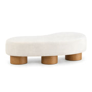 Flussora Beige Upholstered Curved Bench