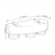 Flussora Beige Upholstered Curved Bench