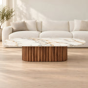 Flutorino Marble Coffee Table product photo showing oval top in a clean studio setting for a modern living room interior.