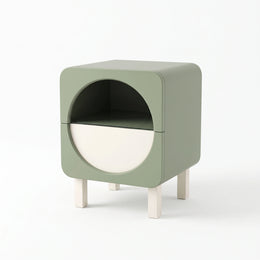 Alternate view of Focara Kids Night Stand, showing open storage shelf and circular design for everyday interior styling.