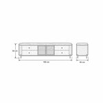 Furnilosa White Marble Top TV Unit dimension guide with four side drawers and labels of 190 cm wide and 50 cm high.