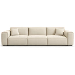 Alternate view of Gimekana Beige 3 Seater Sofa, showing three individual seat cushions for a modern living room interior.