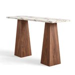 Additional view of Hadlino Marble Console Table, showing marble top and engineered wood for a modern entryway interior.