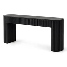 Alternate view of Hamiltola Black Console Table, showing fluted vertical detailing with its construction clearly visible.