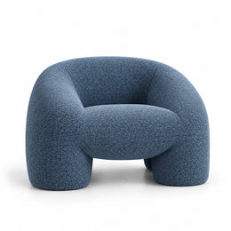 Alternate view of Hankeyo Blue Upholstered Accent Chair, showing rounded silhouette and fully upholstered curved arms.