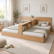 Harmelono Kids Twin Bed with Central Divider Shelf