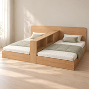 Harmelono Kids Twin Bed with Central Divider Shelf