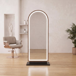 Helmnry Brown LED Salon Mirror Stand