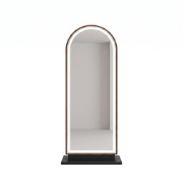 Alternate view of Helmnry Brown LED Salon Mirror Stand, showing integrated LED lighting for a modern salon interior.
