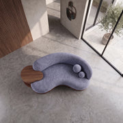 Helovy Blue Plush 3-Seater Sofa with Side Table
