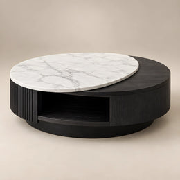 Heshro White Marble Storage Coffee Table