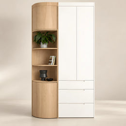 Ilosoa 2 Door Wooden Wardrobe with Curved Shelves