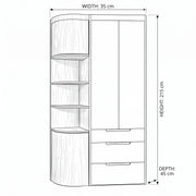 Ilosoa 2 Door Wooden Wardrobe with Curved Shelves