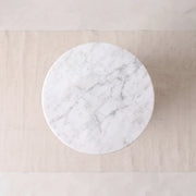 Additional view of Inolisy White Marble Side Table, showing marble-look base with proportions in a balanced home interior.