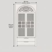 Ishita Premium White Pooja Mandir with Arched Jali Doors