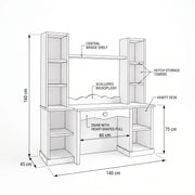 Ivinty Kids Study Desk with Storage Shelves & Drawer