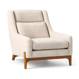 Alternate view of Jelmony Beige Accent Chair, showing high curved backrest, padded armrests, and deep cushioned seat.