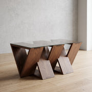 Jointora Modern Wooden Glass Top Coffee Table
