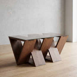 Jointora Modern Wooden Glass Top Coffee Table