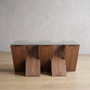 Jointora Modern Wooden Glass Top Coffee Table