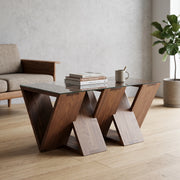 Jointora Modern Wooden Glass Top Coffee Table