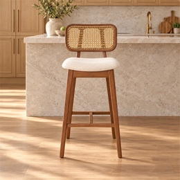 Julsenro Wooden Cane Back Bar Stool