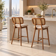 Julsenro Wooden Cane Back Bar Stool