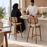 Julsenro Wooden Cane Back Bar Stool