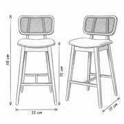 Julsenro Wooden Cane Back Bar Stool