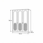 Kapilosa 3 Door Wooden Wardrobe dimension guide with a full-height cabinet body and labels of 135 cm wide and 220 cm high.