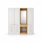 Kapilosa 3 Door Wardrobe with Dressing Mirror, showing a central wood-look mirror alongside a recessed dressing niche.