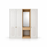 Kapilosa 3 Door Wardrobe with Dressing Mirror, showing a central wood-look mirror alongside a recessed dressing niche.