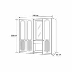 Kapilosa 3 Door Wardrobe with Dressing Mirror dimension guide with fluted lower door panels and labels of 200 × 55 × 220 cm.