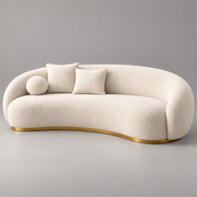 Kawlora Beige Curved 3 Seater Sofa