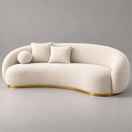 Kawlora Beige Curved 3 Seater Sofa