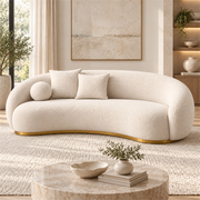 Kawlora Beige Curved 3 Seater Sofa